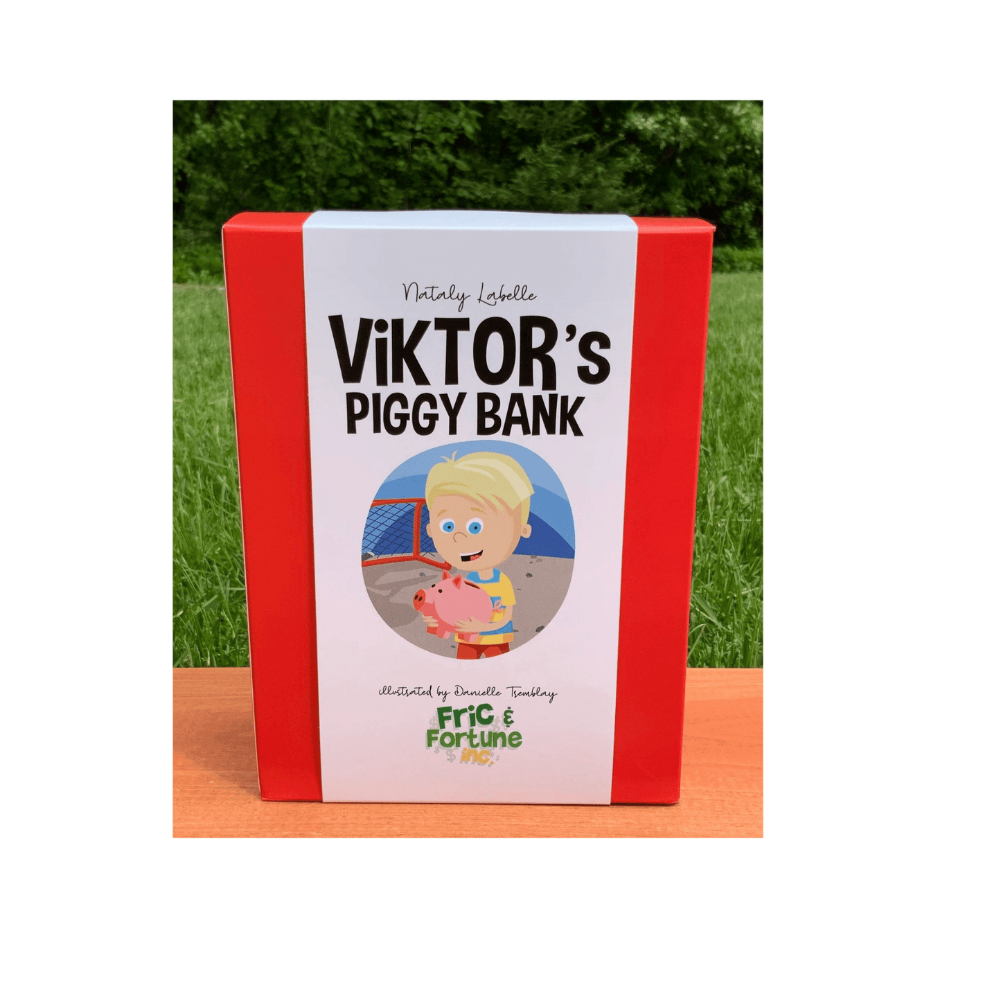 Viktor's piggy bank and book